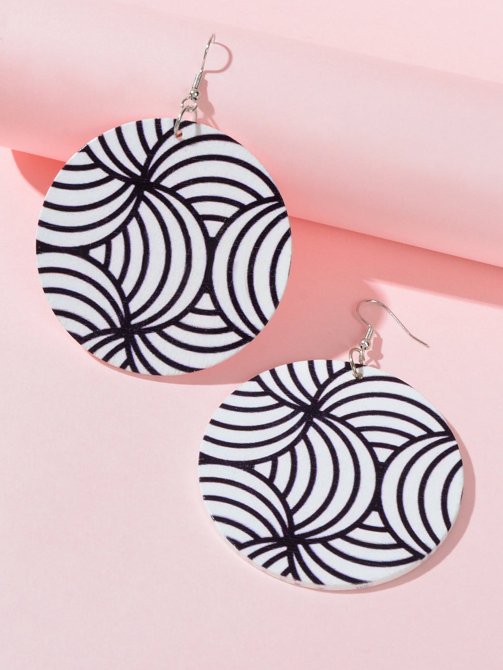 Black White Round Zebra Pattern Earrings Novelty Teenager Hanging Out Jewellery