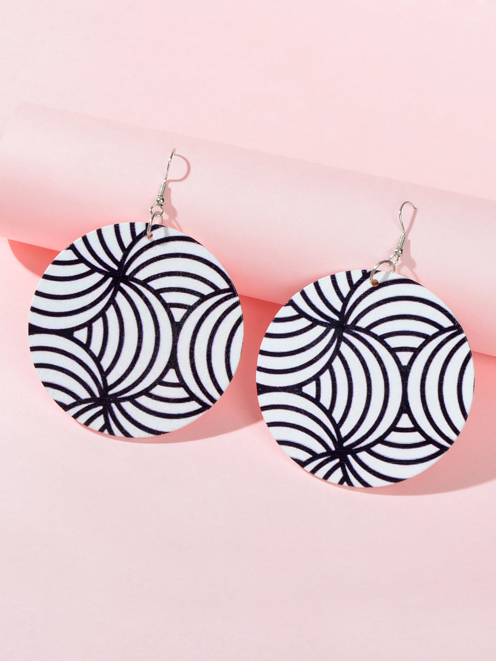 Black White Round Zebra Pattern Earrings Novelty Teenager Hanging Out Jewellery
