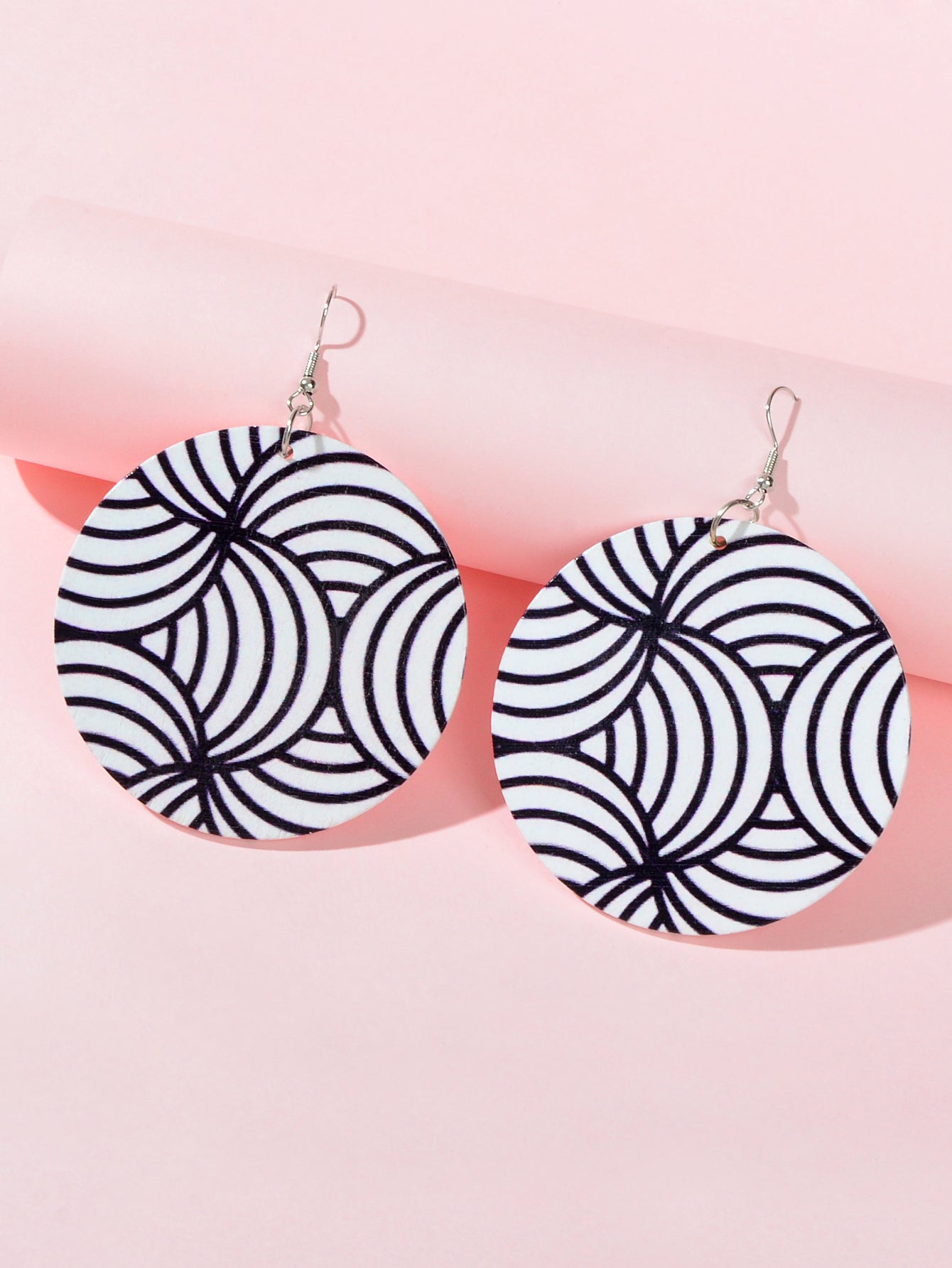 Black White Round Zebra Pattern Earrings Novelty Teenager Hanging Out Jewellery