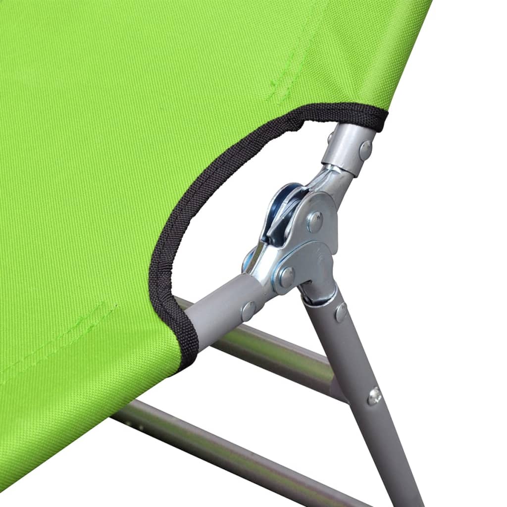 NNEVL Folding Sun Lounger with Head Cushion Powder-coated Steel Green