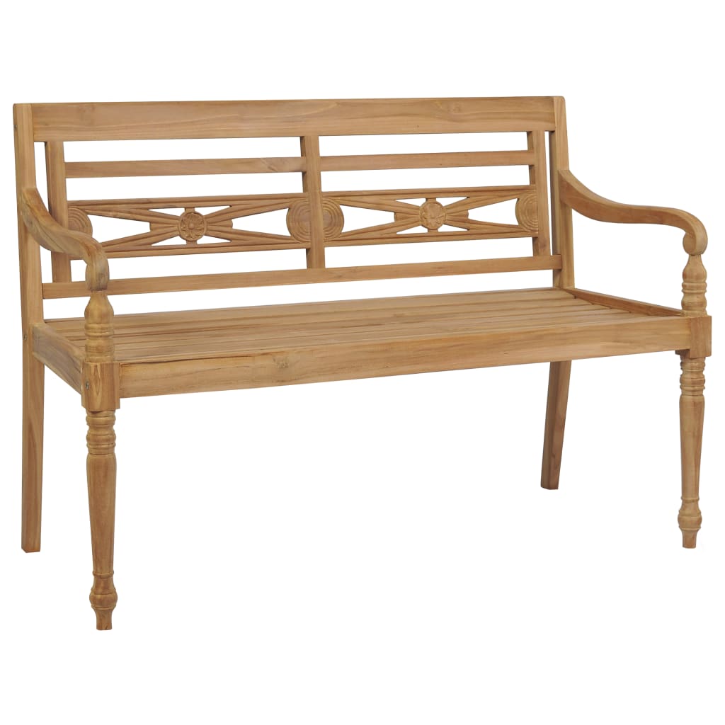 NNEVL Batavia Bench with Cream Cushion 120 cm Solid Teak Wood
