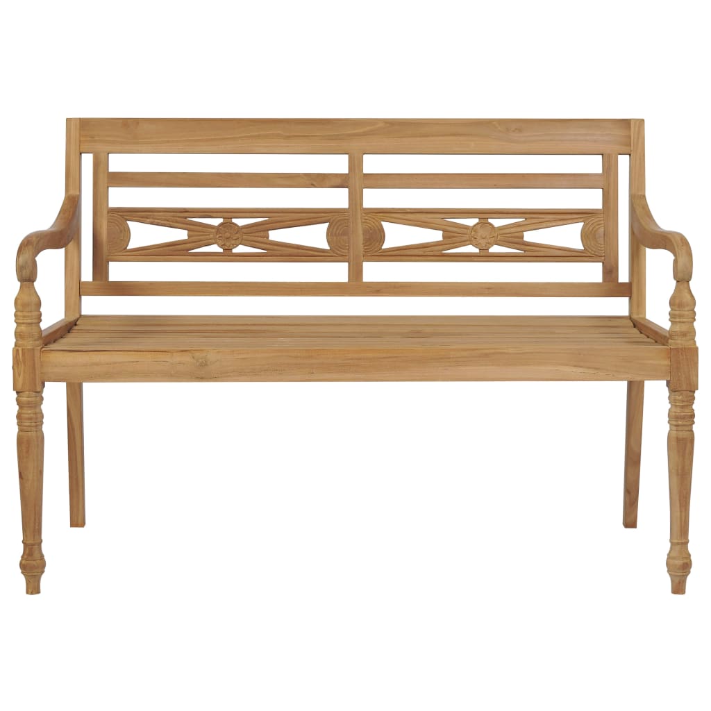 NNEVL Batavia Bench with Cream Cushion 120 cm Solid Teak Wood