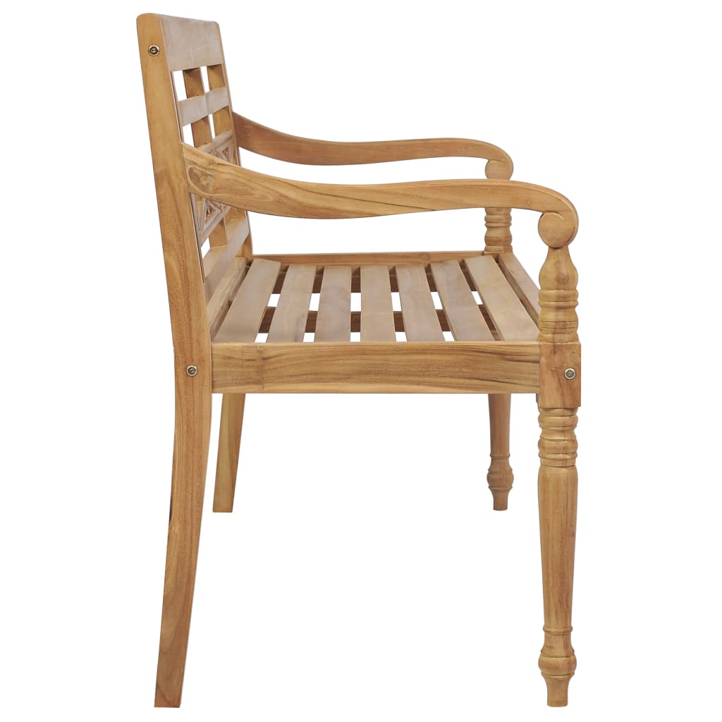 NNEVL Batavia Bench with Cream Cushion 120 cm Solid Teak Wood