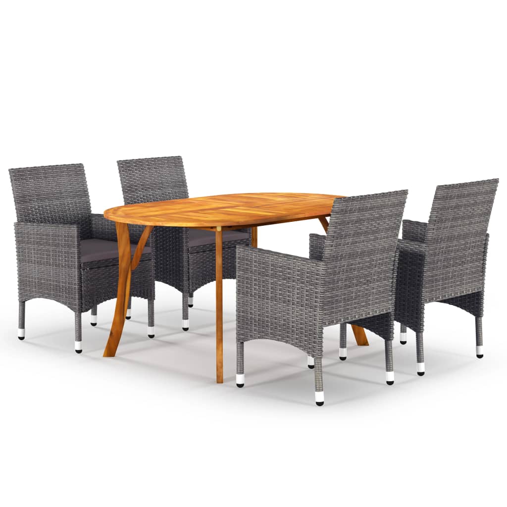 NNEVL 5 Piece Garden Dining Set Grey