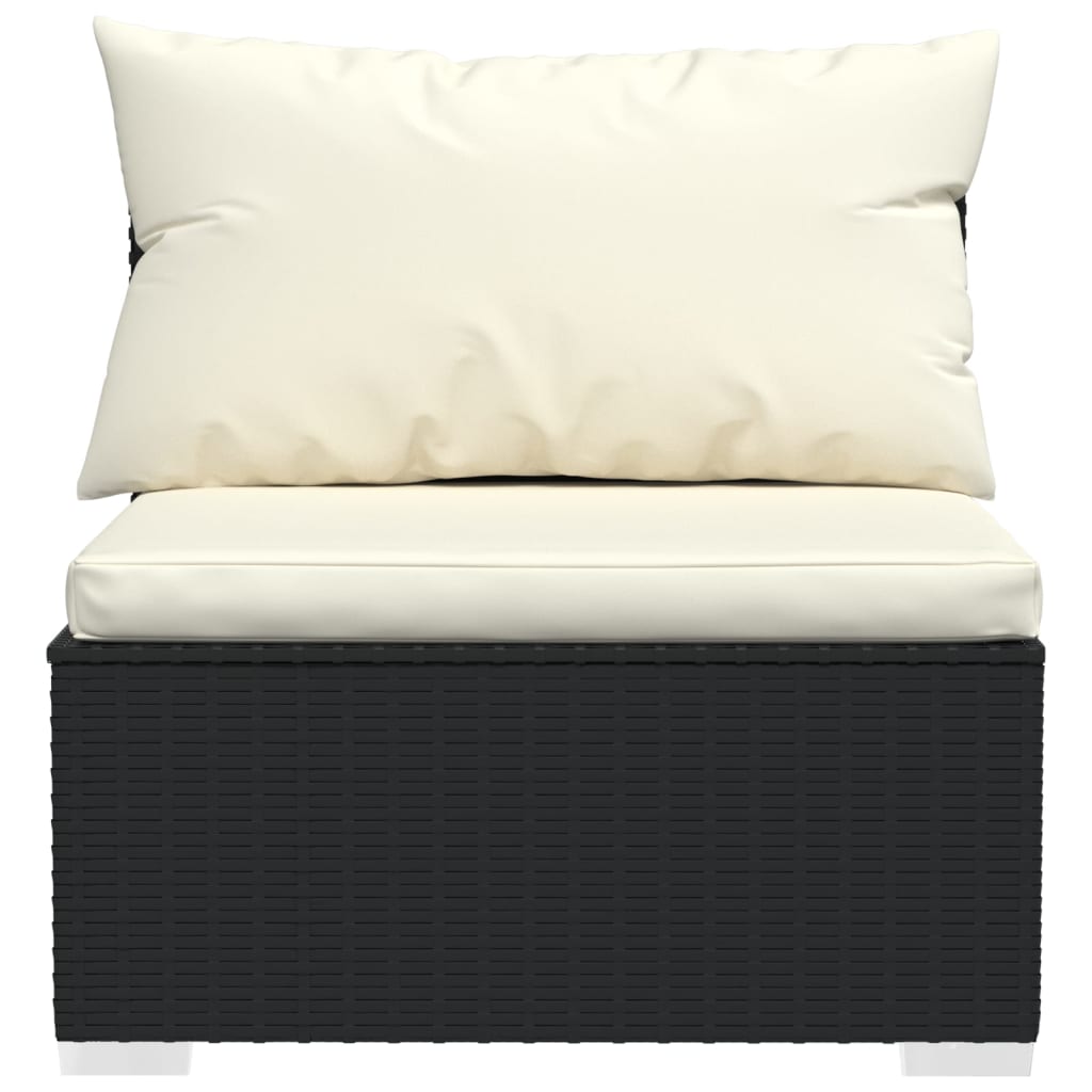 NNEVL 8 Piece Garden Lounge Set with Cushions Poly Rattan Black
