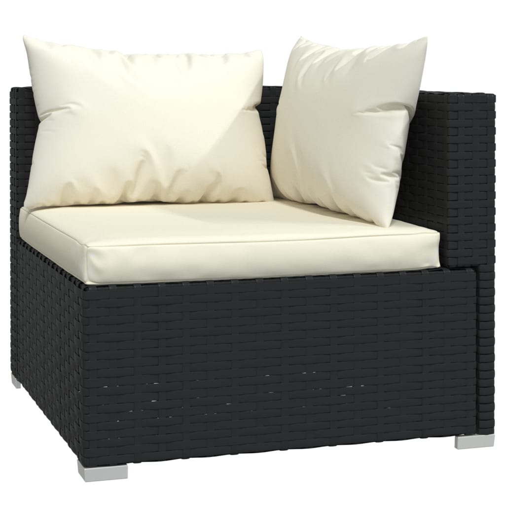 NNEVL 8 Piece Garden Lounge Set with Cushions Poly Rattan Black