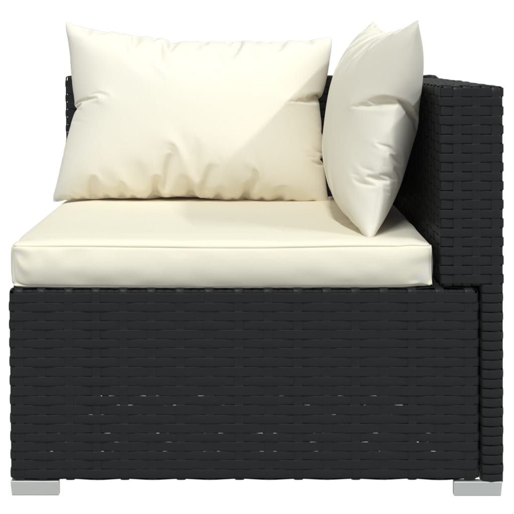 NNEVL 8 Piece Garden Lounge Set with Cushions Poly Rattan Black