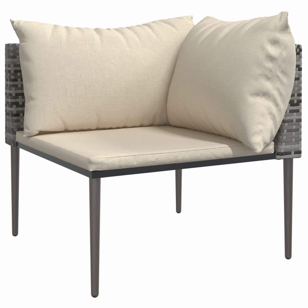 NNEVL 3 Piece Garden Lounge Set with Cushions Grey Poly Rattan