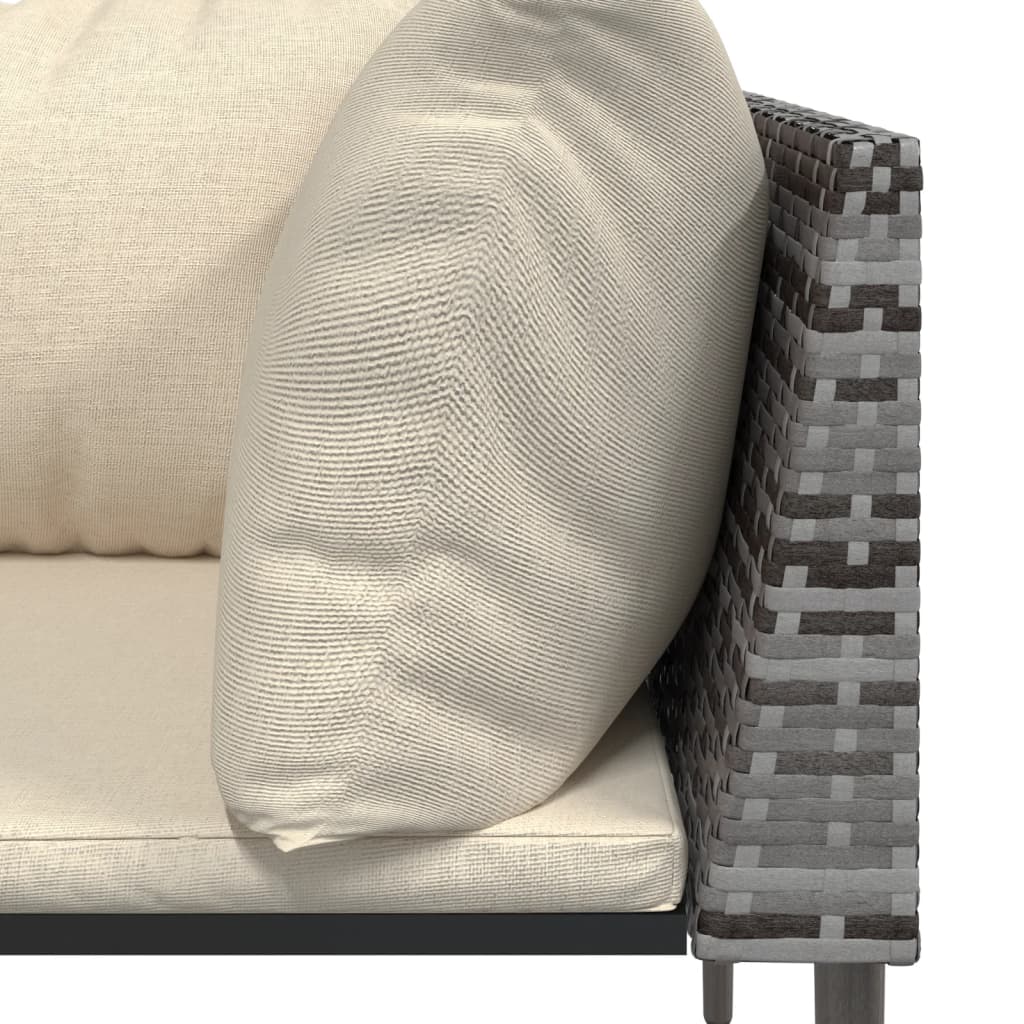 NNEVL 3 Piece Garden Lounge Set with Cushions Grey Poly Rattan