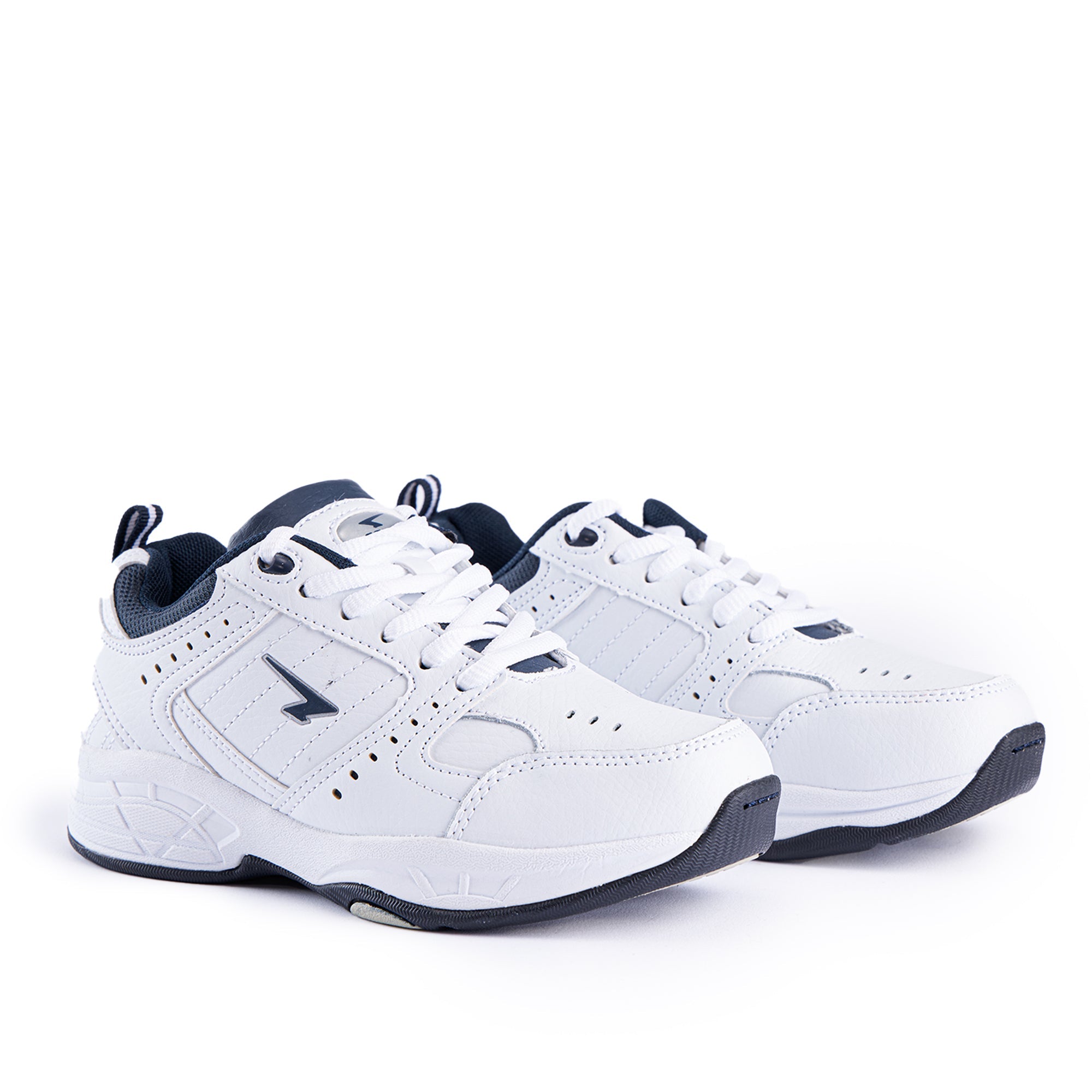 Defy Junior Leather Lace Up Cross Trainer   - White Navy