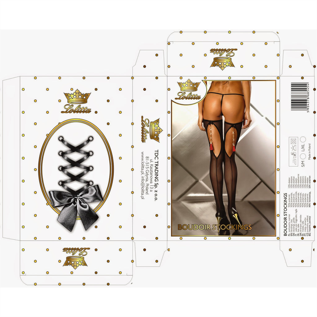 black Boudoir Stockings L/XL by Lolitta