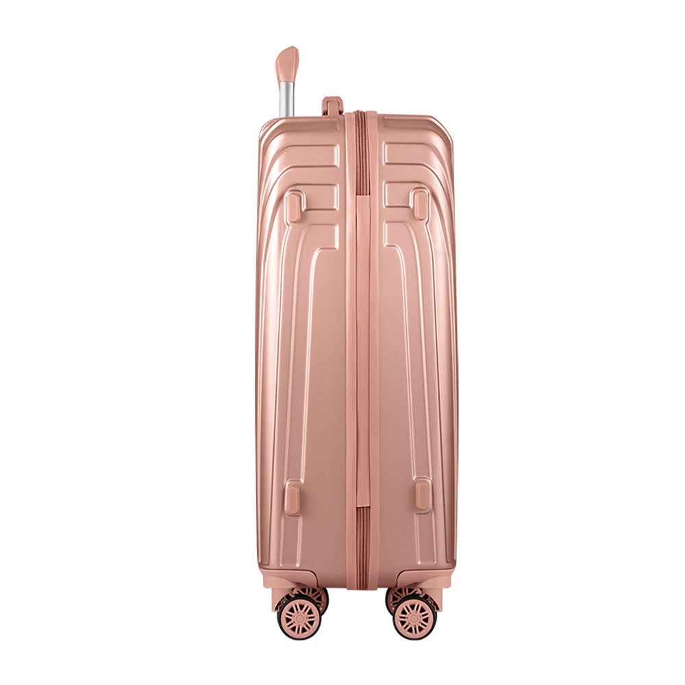 NNEDSZ 3pc Luggage Trolley Set Suitcase Travel TSA Hard Case Carry On Pink Lightweight