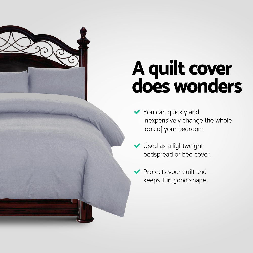 NNEDSZ Bedding Super King Size Classic Quilt Cover Set - Grey