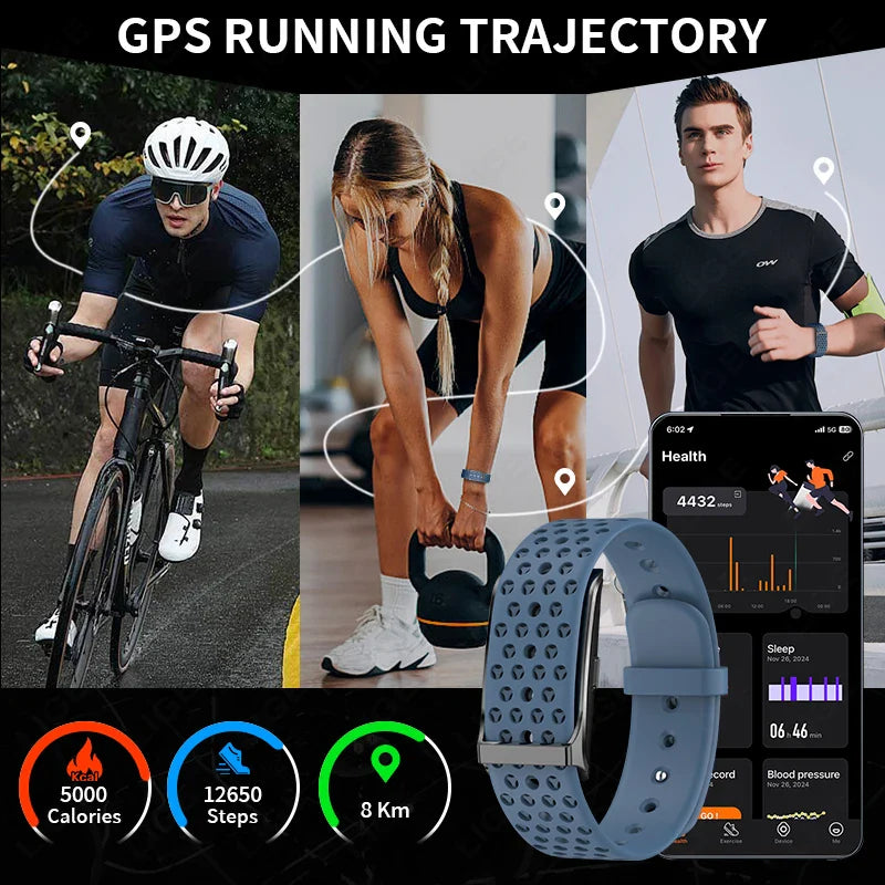 NNEOBA No-Screen Smart Bracelet with Heart Rate Blue