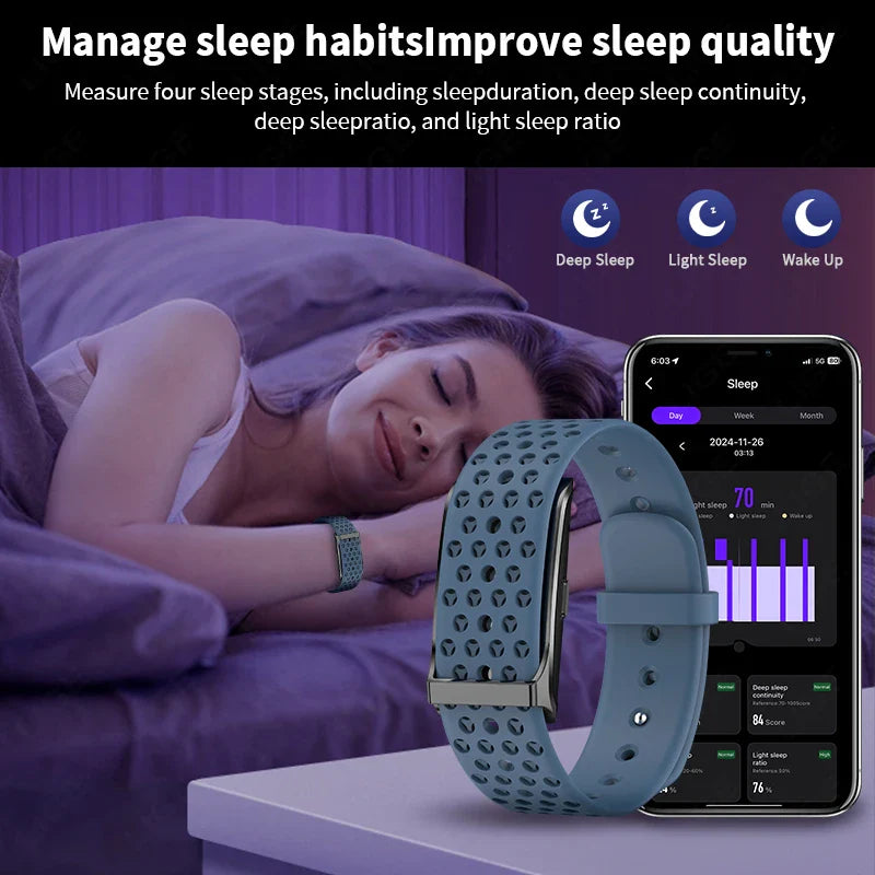 NNEOBA No-Screen Smart Bracelet with Heart Rate Blue