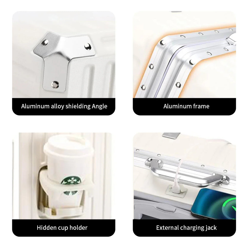 NNEOBA Hardside Trolley Luggage with USB Port White