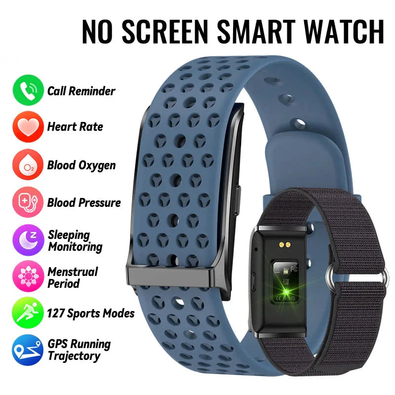 NNEOBA No-Screen Smart Bracelet with Heart Rate Blue
