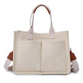 NNEDSZ White Stylish Canvas Briefcase Tote Bag with Large Capacity for Women