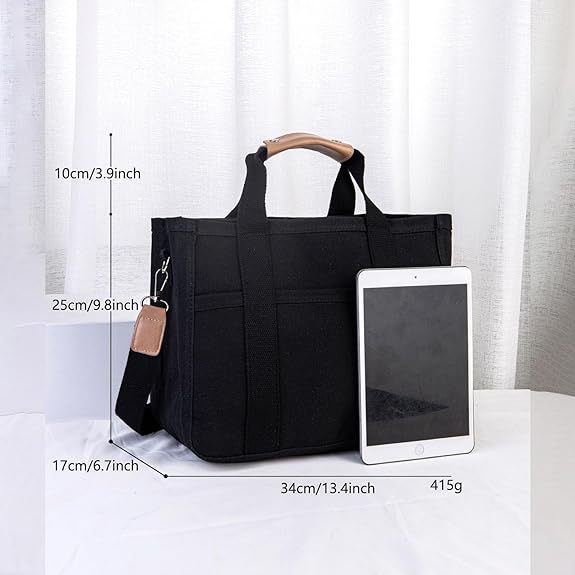 NNEDSZ White Stylish Canvas Briefcase Tote Bag with Large Capacity for Women