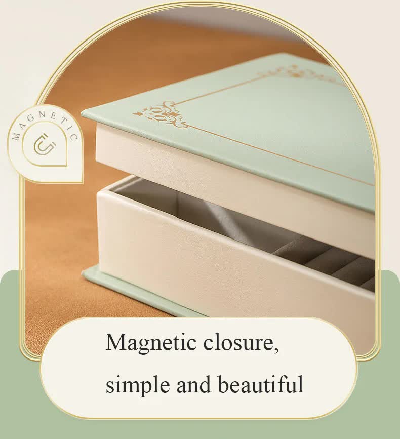 NNEDSZ Off White Creative PU Jewelry Storage Book - Magnetic Closure Organizer for Earrings, Rings, and Necklaces(The Jewelry is a prop for the photo shoot and is not included)