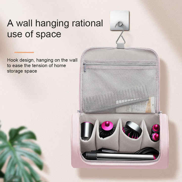 NNEDSZ Blue Portable Hair Styling Tool Organizer - Travel Storage Bag with Compartments
