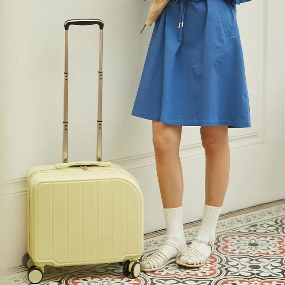NNEDSZ Beige Compact 18-Inch Carry-On Suitcase | Lightweight ABS Hardside Spinner Luggage