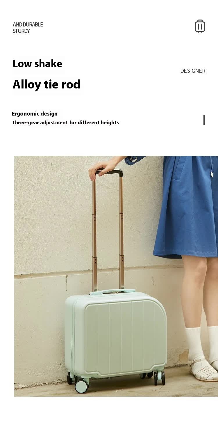 NNEDSZ Beige Compact 18-Inch Carry-On Suitcase | Lightweight ABS Hardside Spinner Luggage