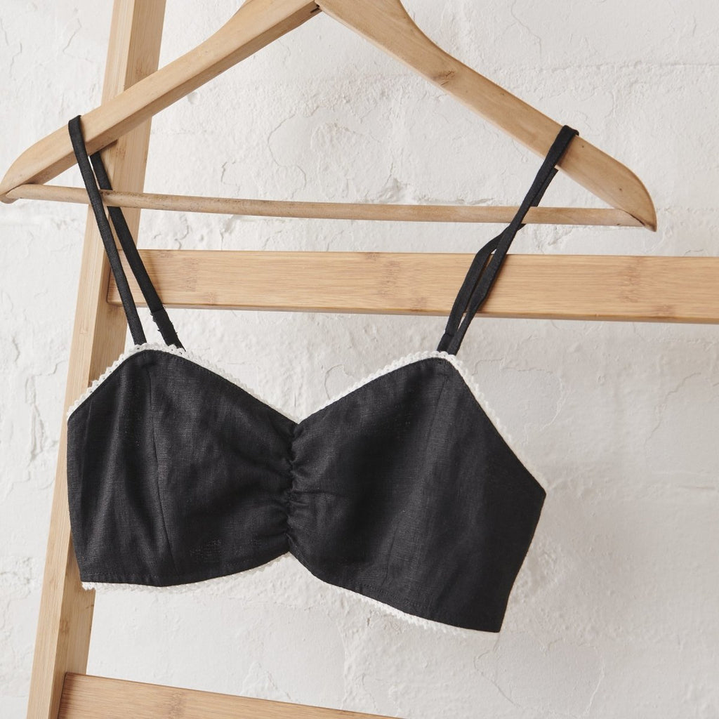 Linen Bralette in Black